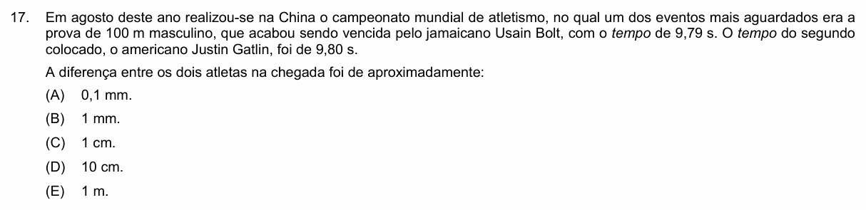 Enunciado da questão 17 de Física do PUC-Campinas 2016