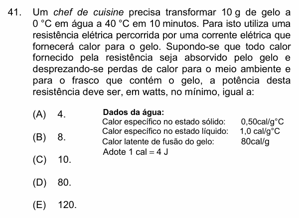 Enunciado da questão 41 de Física do PUC-Campinas 2017