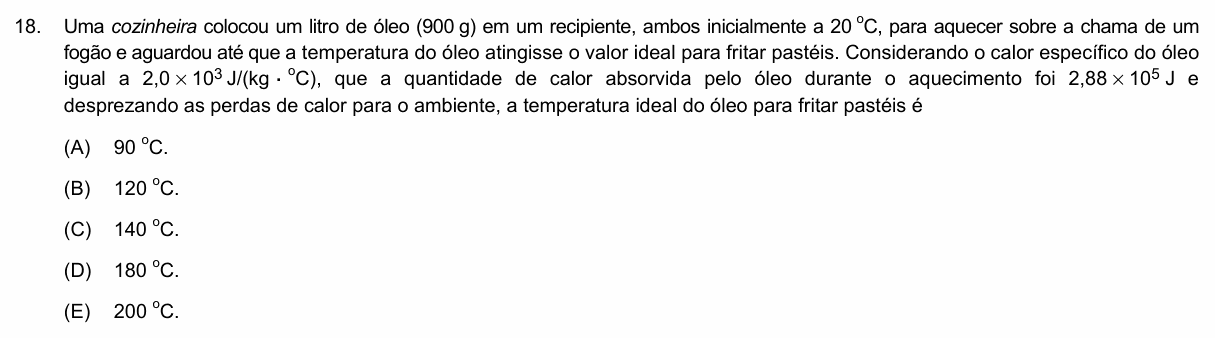 Enunciado da questão 18 de Física do PUC-Campinas 2019