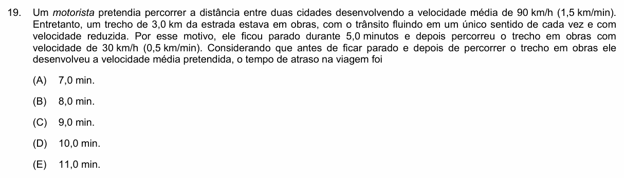 Enunciado da questão 19 de Física do PUC-Campinas 2019