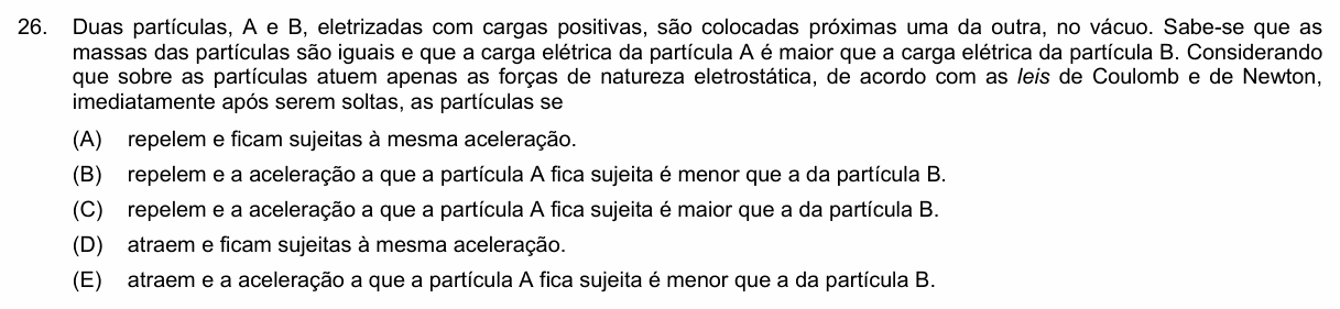 Enunciado da questão 26 de Física do PUC-Campinas 2019