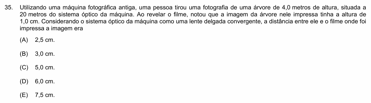 Enunciado da questão 35 de Física do PUC-Campinas 2019