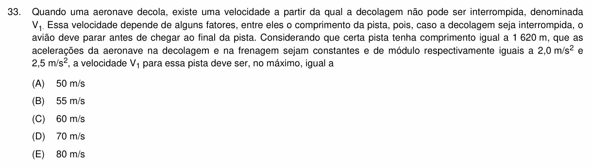 Enunciado da questão 33 de Física do PUC-Campinas 2021