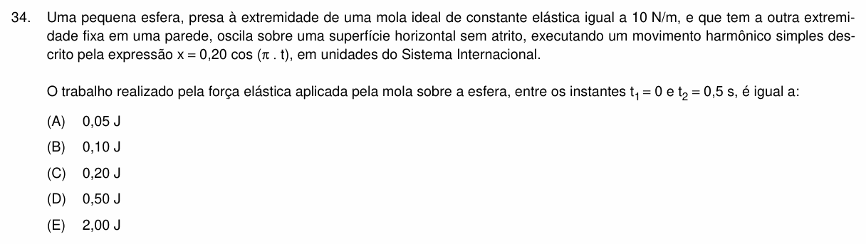 Enunciado da questão 34 de Física do PUC-Campinas 2021