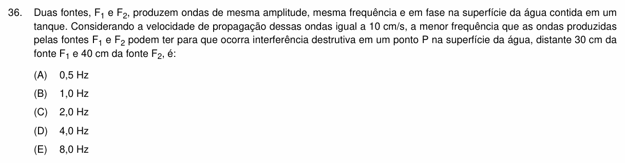 Enunciado da questão 36 de Física do PUC-Campinas 2021