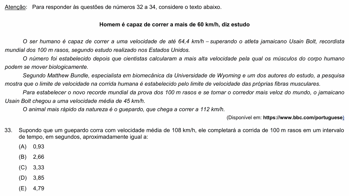 Enunciado da questão 33 de Física do PUC-Campinas 2022