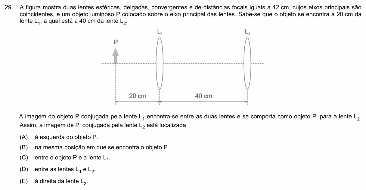 Enunciado da questão 29 de Física do PUC-Campinas 2023