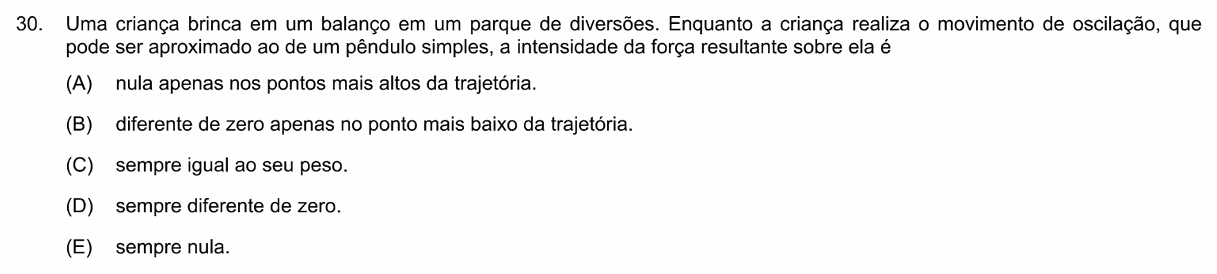 Enunciado da questão 30 de Física do PUC-Campinas 2024