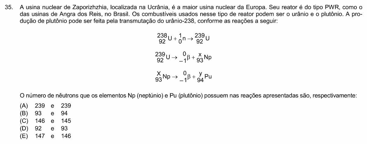 Enunciado da questão 35 de Física do PUC-Campinas 2024