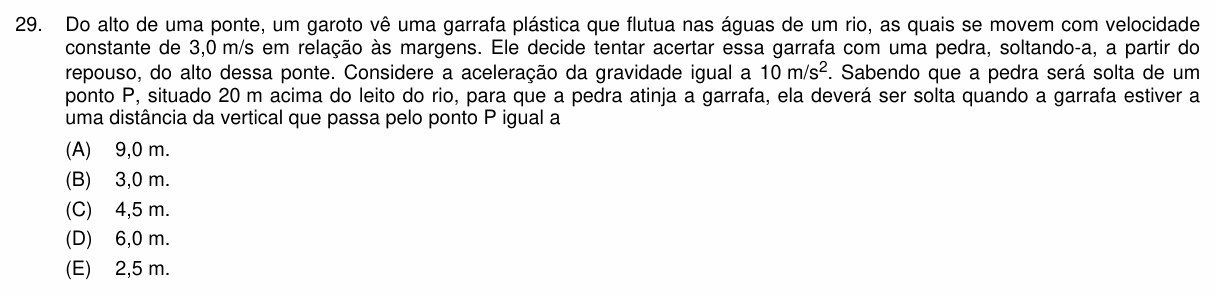Enunciado da questão 29 de Física do PUC-Campinas 2025