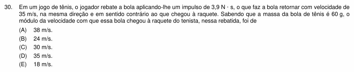 Enunciado da questão 30 de Física do PUC-Campinas 2025