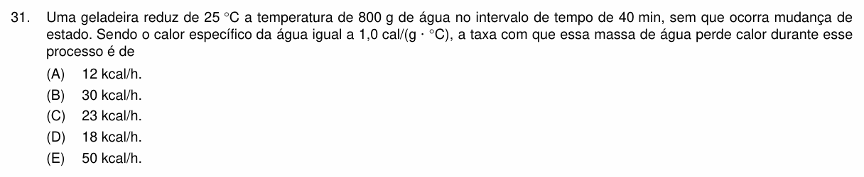 Enunciado da questão 31 de Física do PUC-Campinas 2025