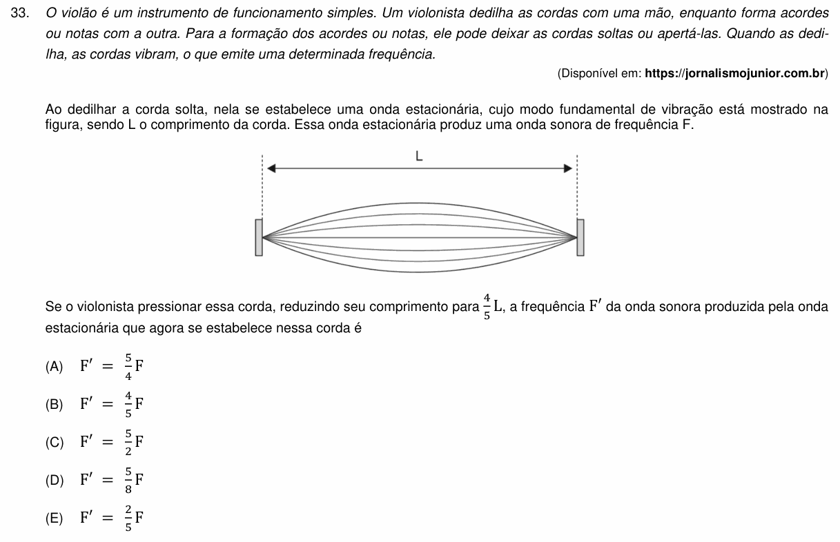 Enunciado da questão 33 de Física do PUC-Campinas 2025