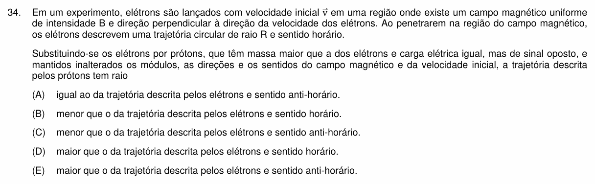 Enunciado da questão 34 de Física do PUC-Campinas 2025