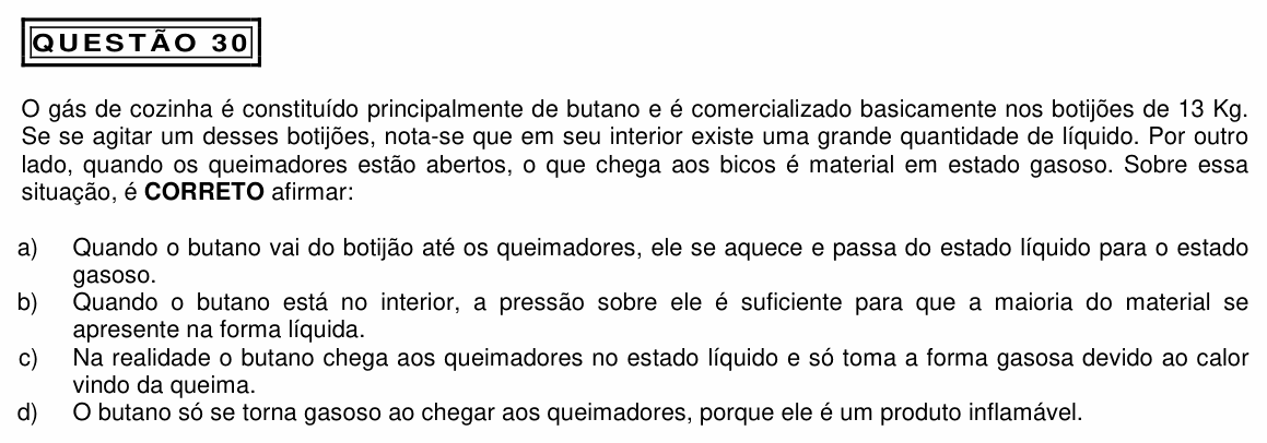 Enunciado da questão 30 de Física do PUC Minas 2013 (Física I)