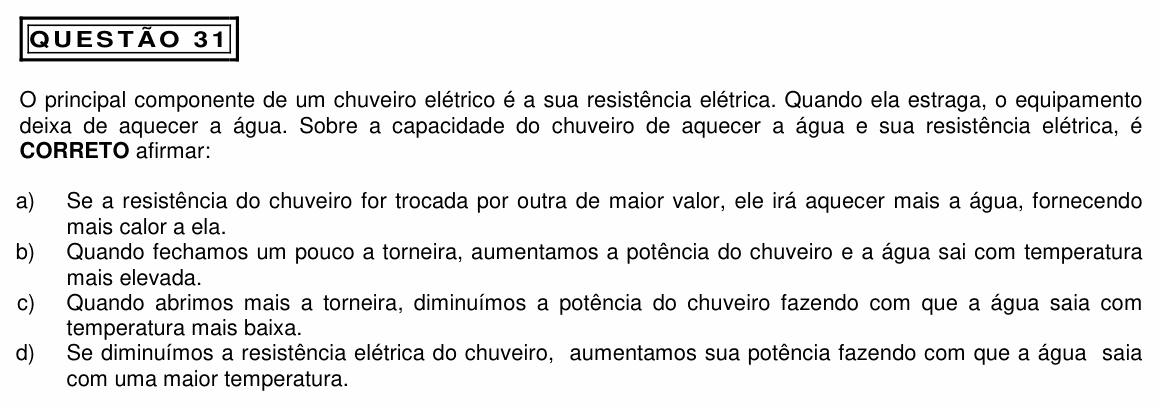 Enunciado da questão 31 de Física do PUC Minas 2013 (Física I)