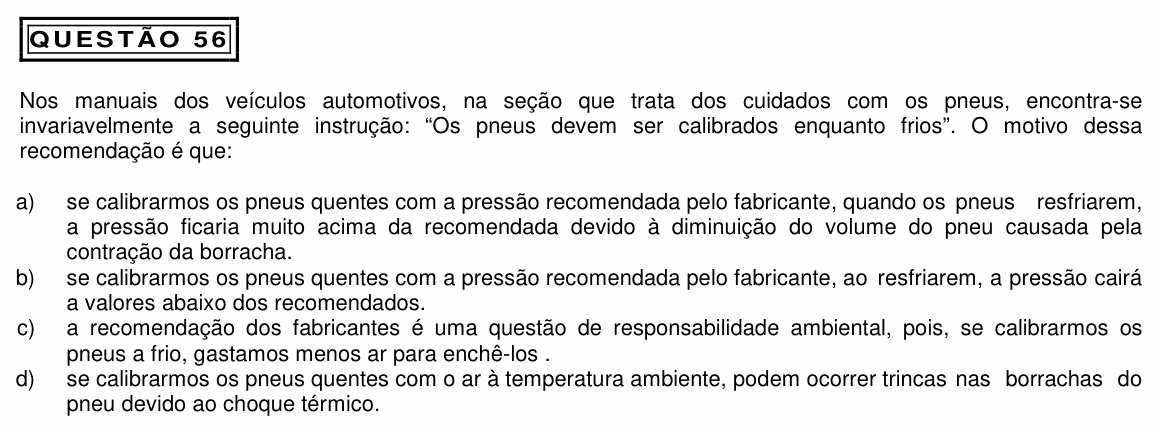 Enunciado da questão 56 de Física do PUC Minas 2014 (Medicina)