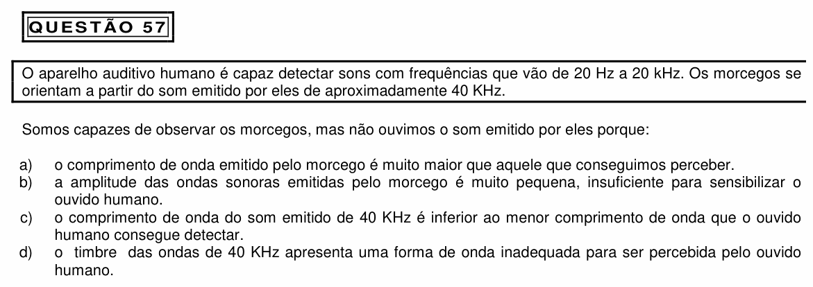 Enunciado da questão 57 de Física do PUC Minas 2014 (Medicina)