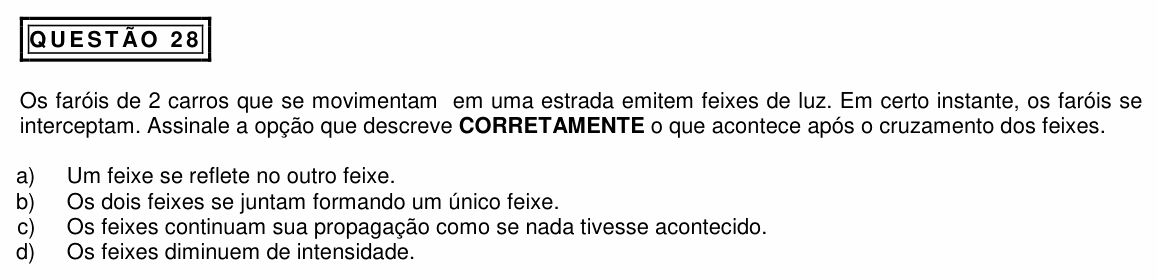 Enunciado da questão 28 de Física do PUC Minas 2015 (2º semestre, Física I)