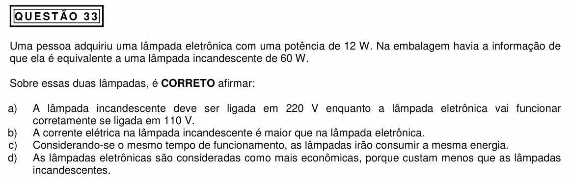 Enunciado da questão 33 de Física do PUC Minas 2015 (2º semestre, Física I)