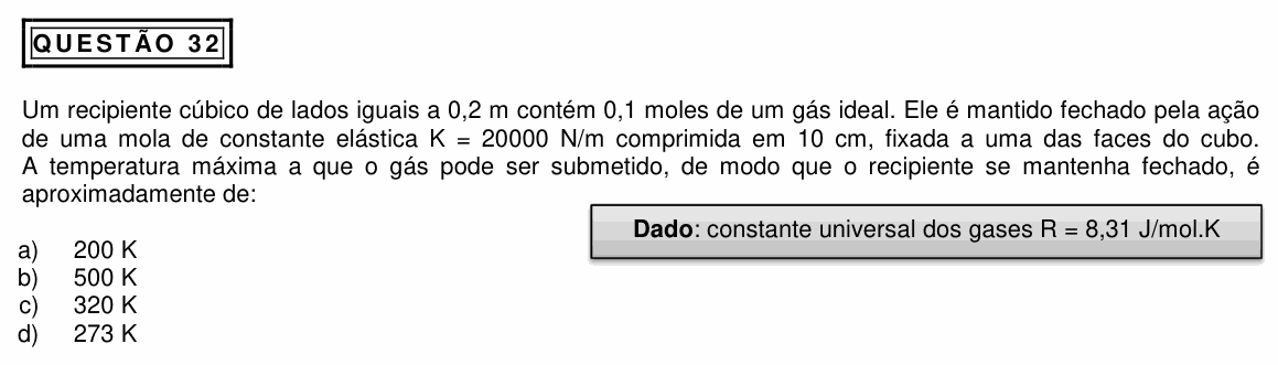 Enunciado da questão 32 de Física do PUC Minas 2015 (2º semestre, Física II)