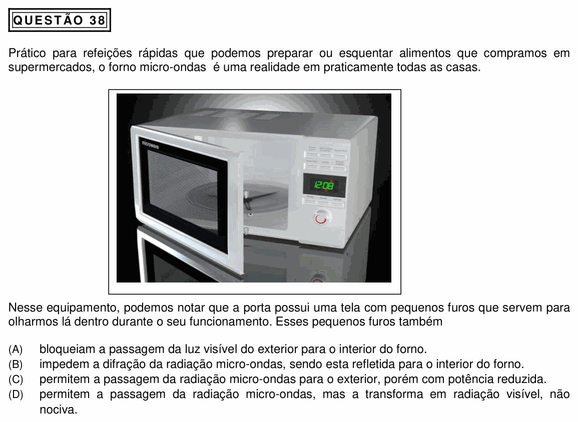 Enunciado da questão 38 de Física do PUC Minas 2021 (2º semestre, Medicina)