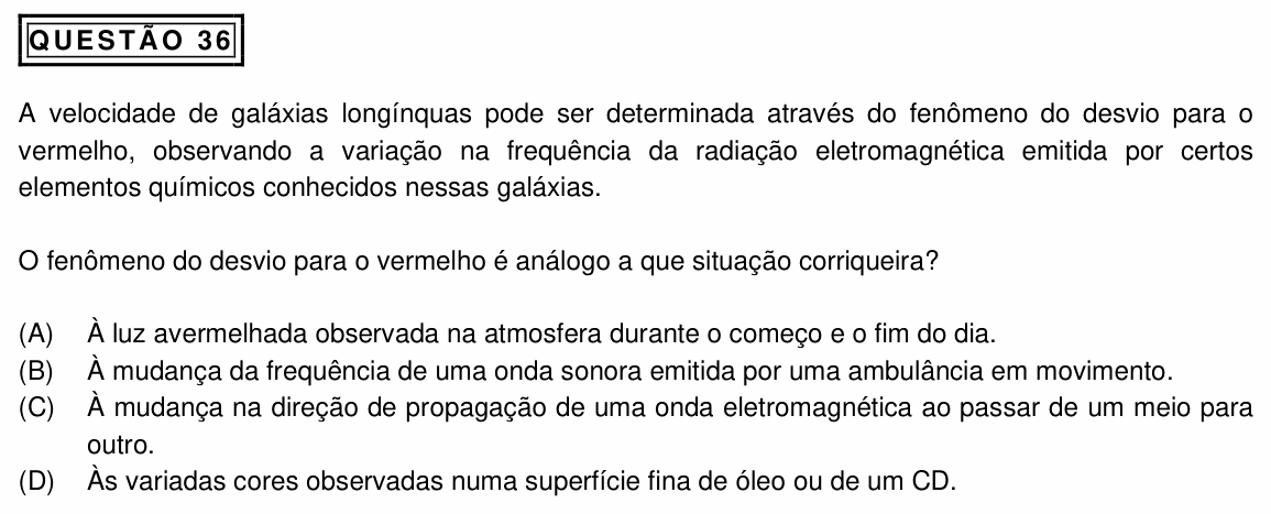 Enunciado da questão 36 de Física do PUC Minas 2023 (2º semestre, Medicina)