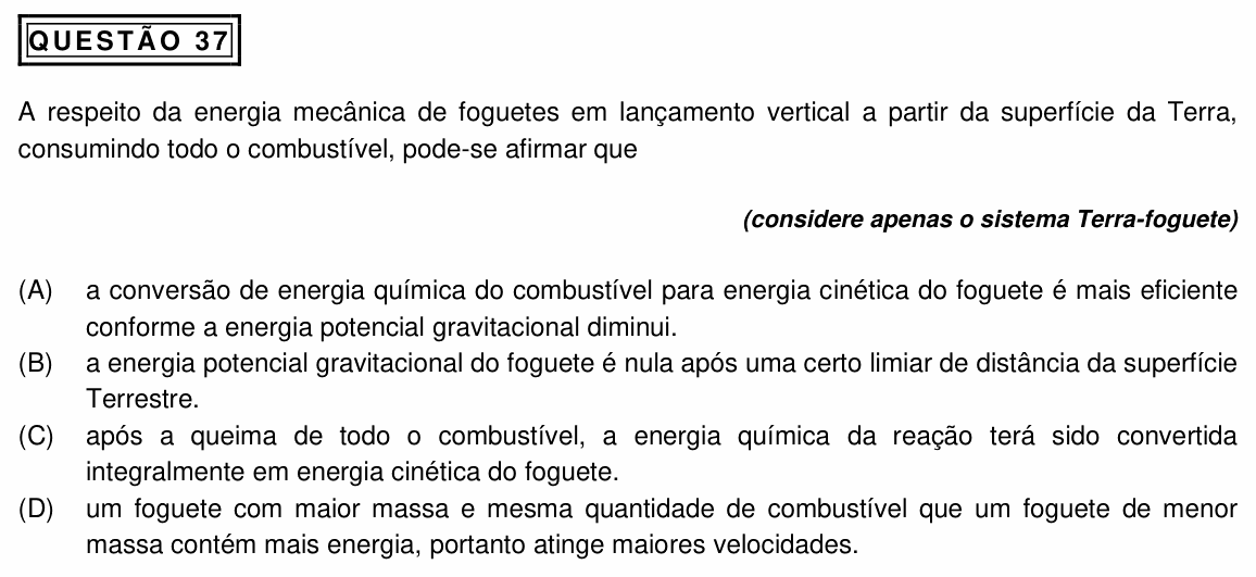 Enunciado da questão 37 de Física do PUC Minas 2023 (2º semestre, Medicina)