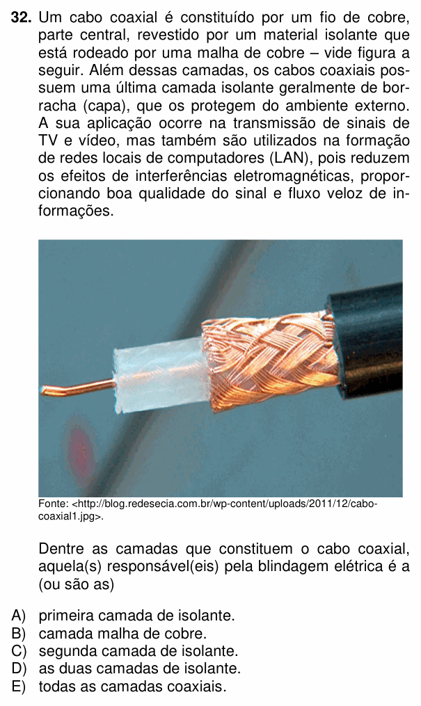 Enunciado da questão 32 de Física do PUC-PR 2015 (Complementar)