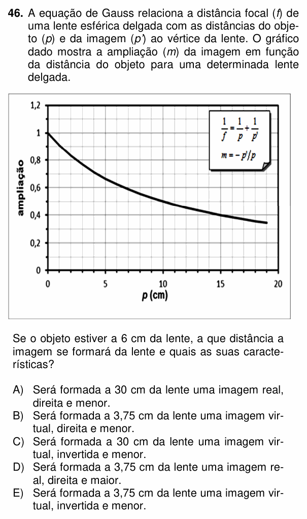 Enunciado da questão 46 de Física do PUC-PR 2015