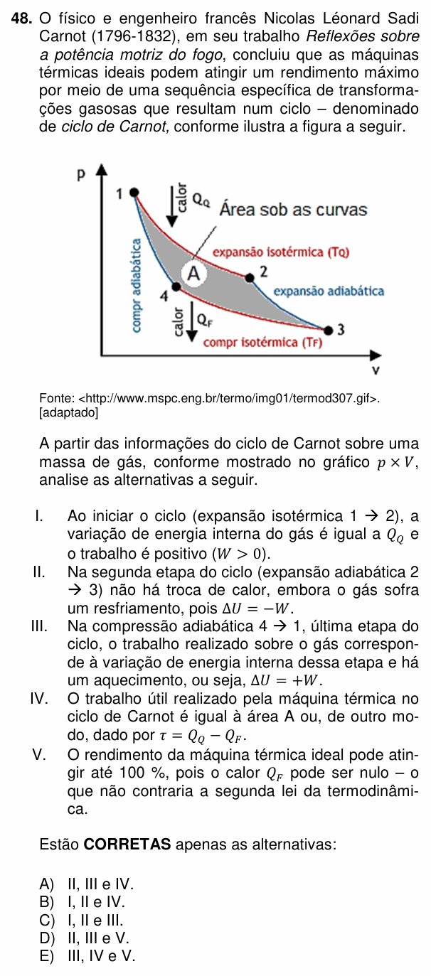 Enunciado da questão 48 de Física do PUC-PR 2015