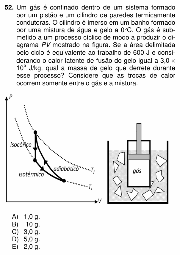 Enunciado da questão 52 de Física do PUC-PR 2015