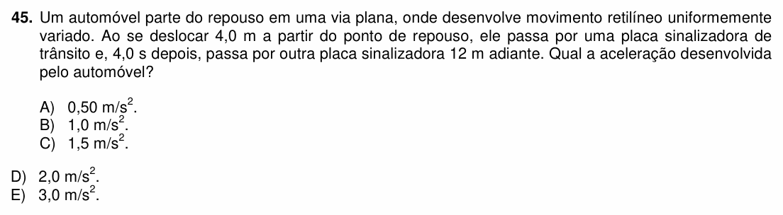 Enunciado da questão 45 de Física do PUC-PR 2016