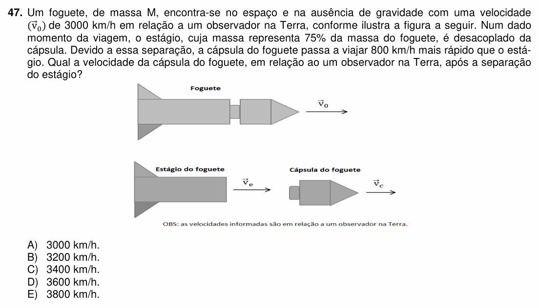 Enunciado da questão 47 de Física do PUC-PR 2016
