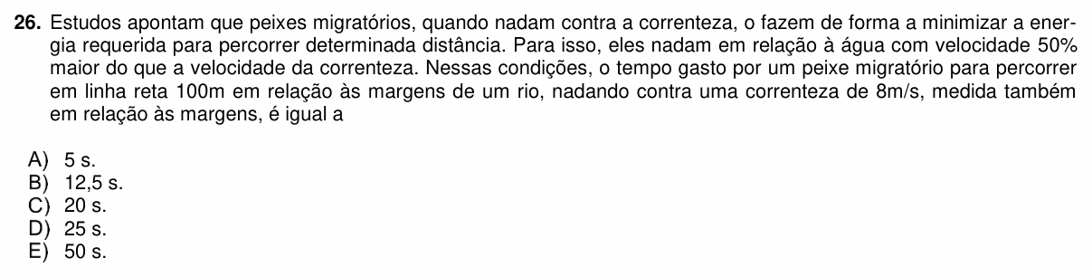 Enunciado da questão 26 de Física do PUC-PR 2019