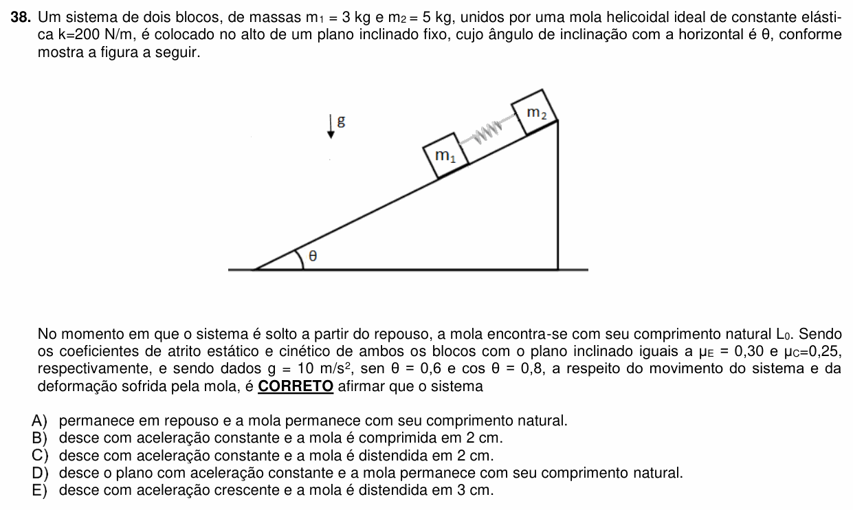 Enunciado da questão 38 de Física do PUC-PR 2019 (Medicina)