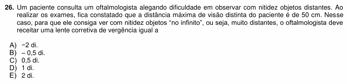 Enunciado da questão 26 de Física do PUC-PR 2020