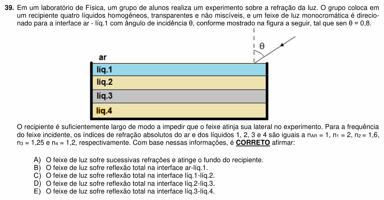 Enunciado da questão 39 de Física do PUC-PR 2022 (inverno, Medicina)
