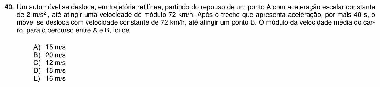 Enunciado da questão 40 de Física do PUC-PR 2022 (inverno, Medicina)