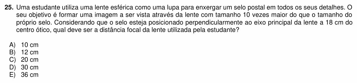 Enunciado da questão 25 de Física do PUC-PR 2023 (inverno)
