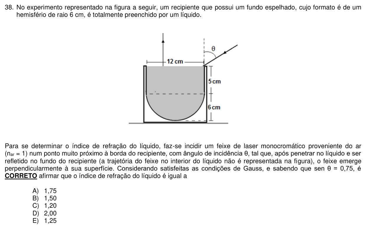 Enunciado da questão 38 de Física do PUC-PR 2023 (inverno, Medicina)