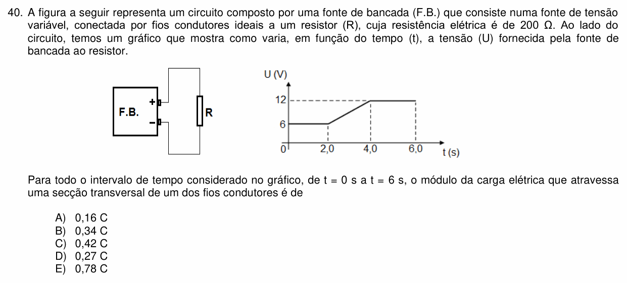Enunciado da questão 40 de Física do PUC-PR 2023 (inverno, Medicina)