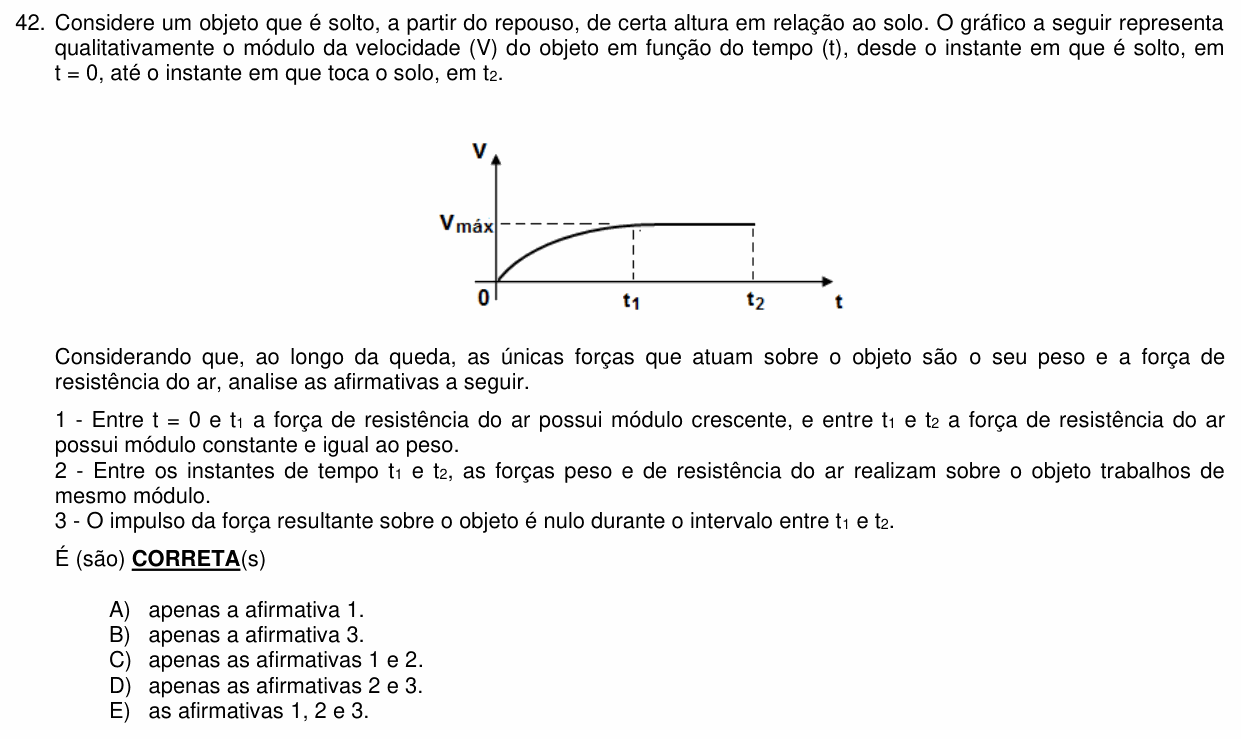 Enunciado da questão 42 de Física do PUC-PR 2023 (inverno, Medicina)