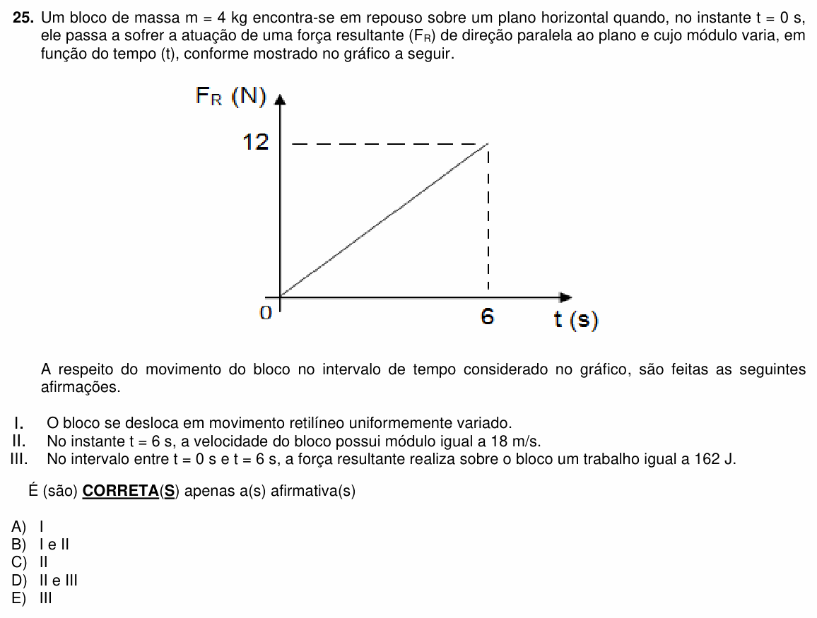 Enunciado da questão 25 de Física do PUC-PR 2023