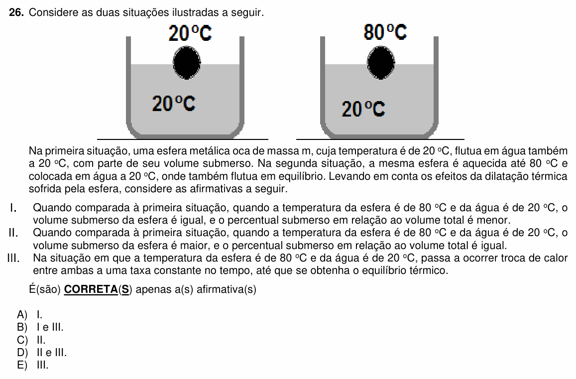 Enunciado da questão 26 de Física do PUC-PR 2023