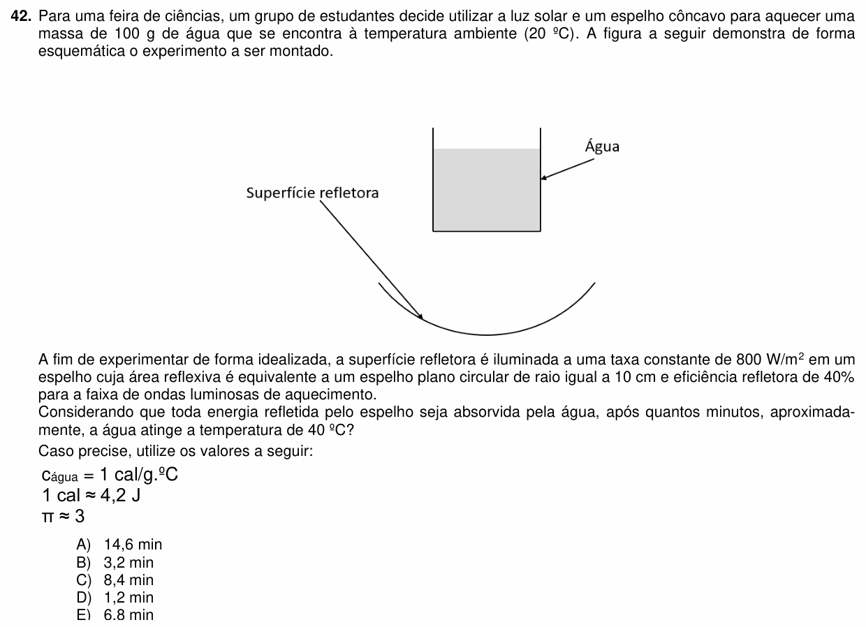 Enunciado da questão 42 de Física do PUC-PR 2024 (Medicina)