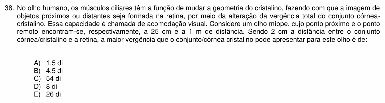 Enunciado da questão 38 de Física do PUC-PR 2025 (Medicina)