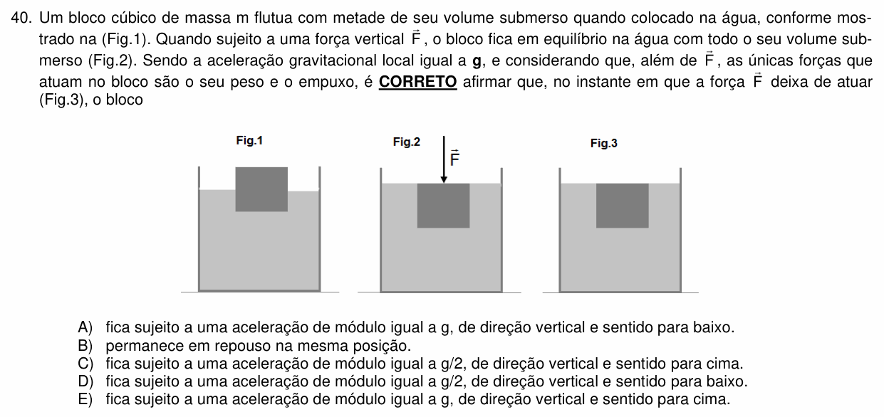Enunciado da questão 40 de Física do PUC-PR 2025 (Medicina)