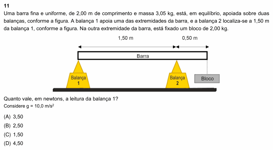 Enunciado da questão 11 de Física do PUC-Rio 2022 (Grupos 1 e 3)