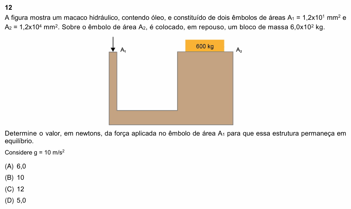 Enunciado da questão 12 de Física do PUC-Rio 2022 (Grupos 1 e 3)